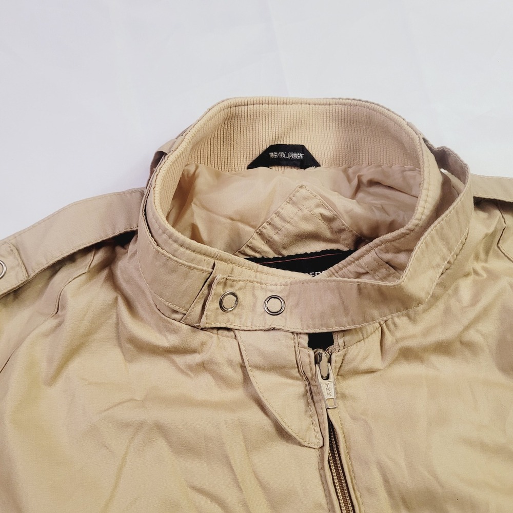 Members Only Mens Vintage Iconic Racer Jacket 40 Tan Beige Zip Up L12 - Picture 10 of 16